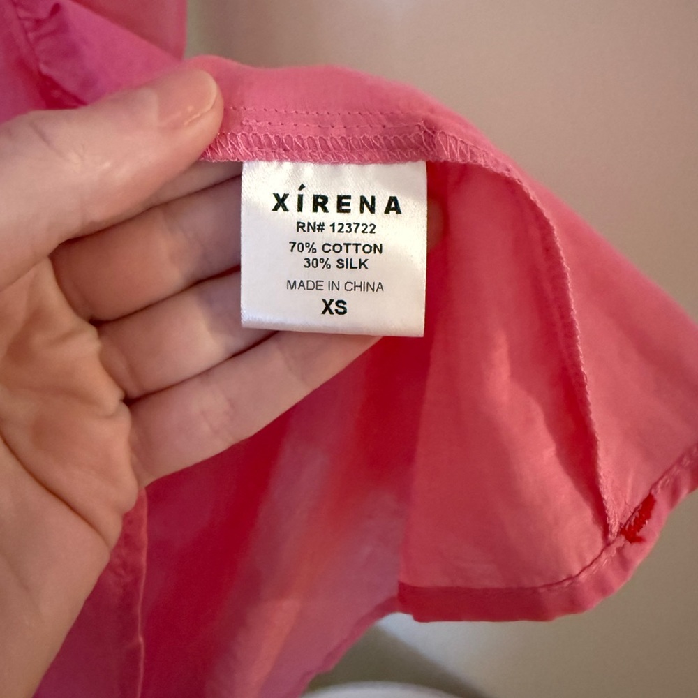 XiRENA Pink Smocked Keyhole Flutter Top - Picture 3 of 4